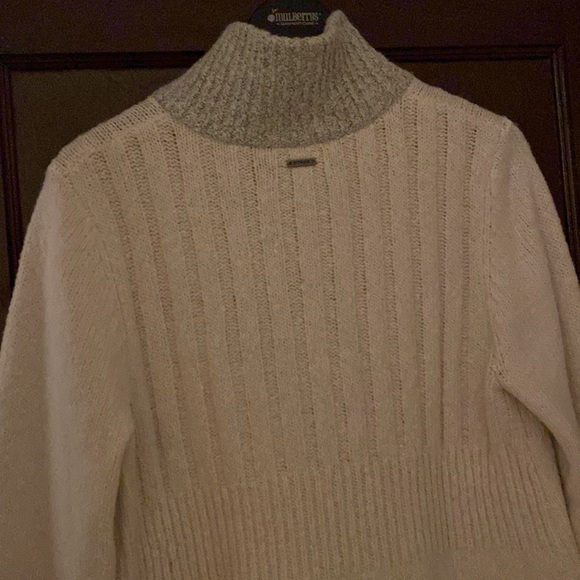 Prana long cardigan, off-white with gray trim - Picture 4 of 13